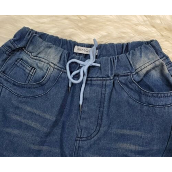 Misslook Drawstring Jeans Relax Fit Denim Pants Medium Wash Fading Size Small - Picture 2 of 8